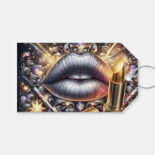 Glam Silver Lips Luxury Makeup Cosmetic Art Design Gift Tags