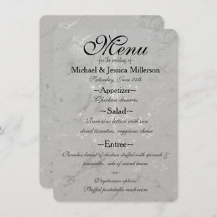Glam Silver Marble Diamond Chandelier Wedding Menu
