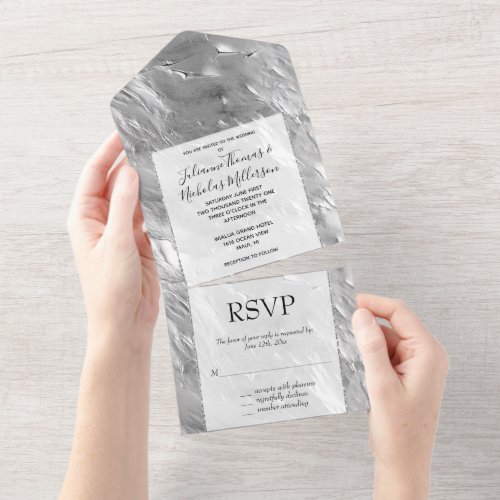 Glam Silver Painted Look  All In One Invitation
