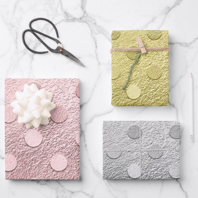 Glam Silver Pink Gold Metallic Glitter Sparkle Wrapping Paper Sheets (Front)