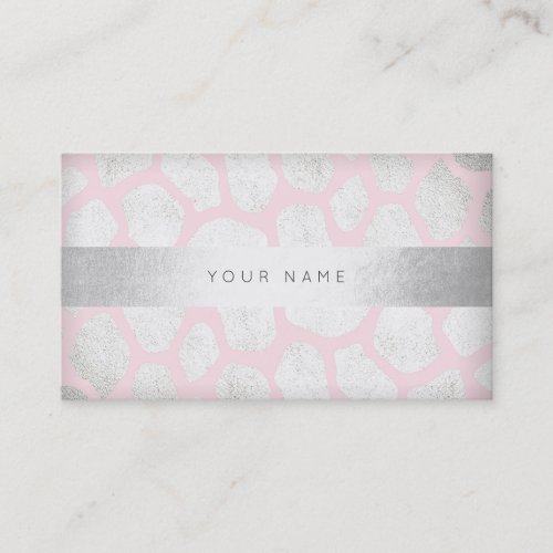 Glam Silver Pink Zebra Dots Silver Vip Business Card
