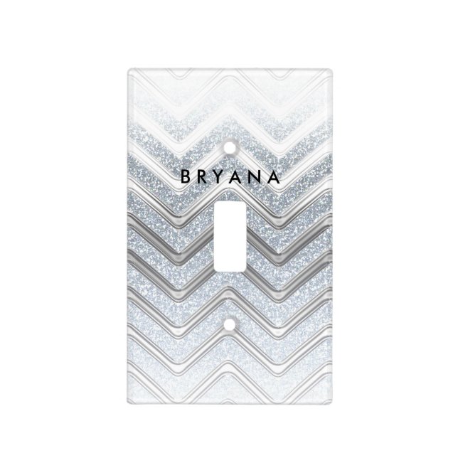 Glam Silver & White Glitter Light Switch Cover (Front)