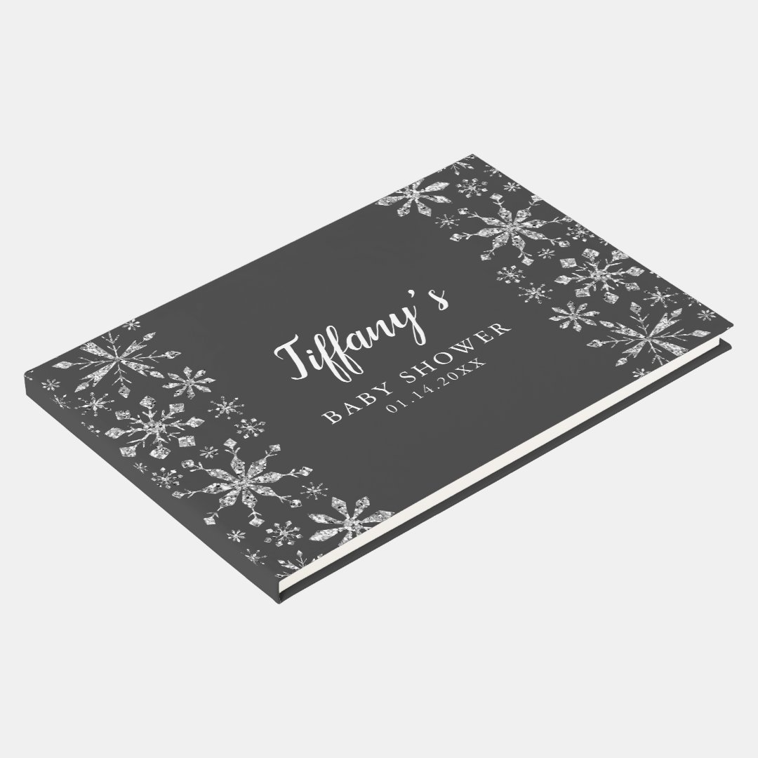 Glam Silver Winter Wonderland Baby Shower Guest Book Zazzle