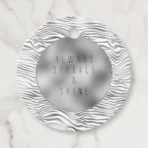 Glam Silver Zebra Print Favor Tags