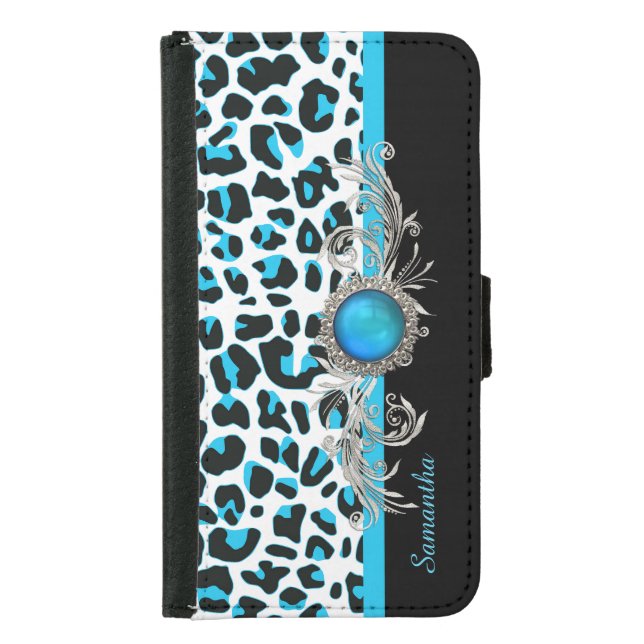 Glam Snow Leopard Samsung S5 Wallet Case (Front)