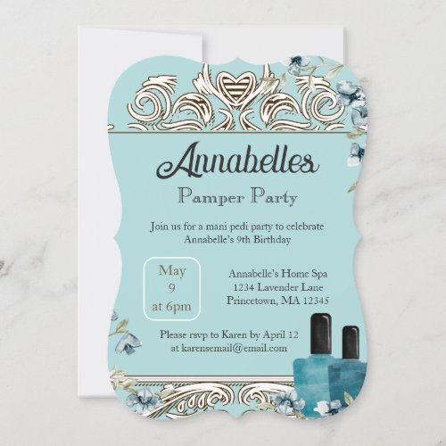 Glam Spa Day Manicure Pamper Party Invitation