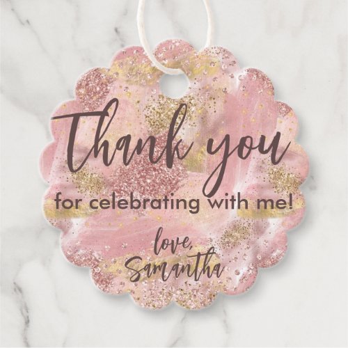 Glam Spa Party Faux Glitter Thank You Favor Favor Tags