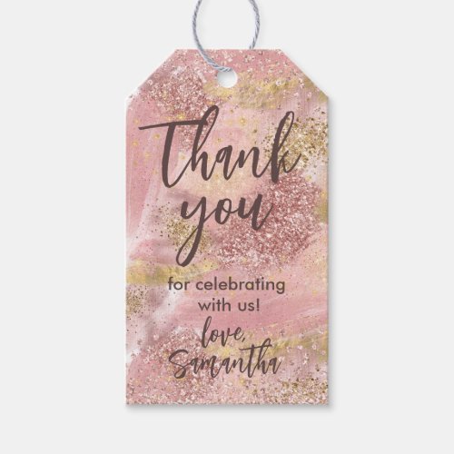 Glam Spa Party Faux Glitter Thank You Favor Gift Tags