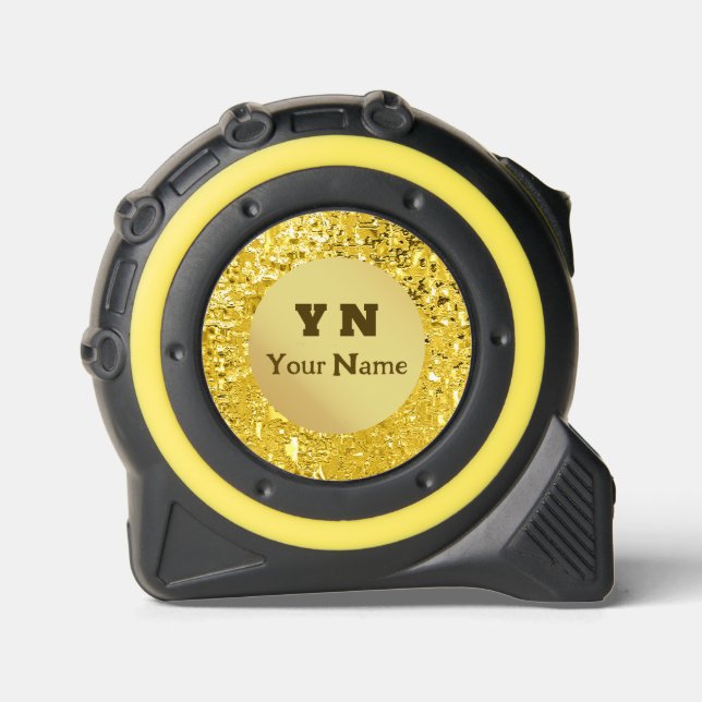Glam sparkle and shine faux gold custom pattern tape measure (Front)
