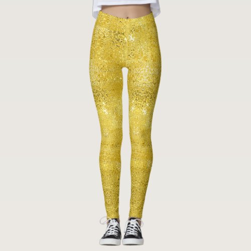 Glam sparkle and shine faux gold pattern leggings