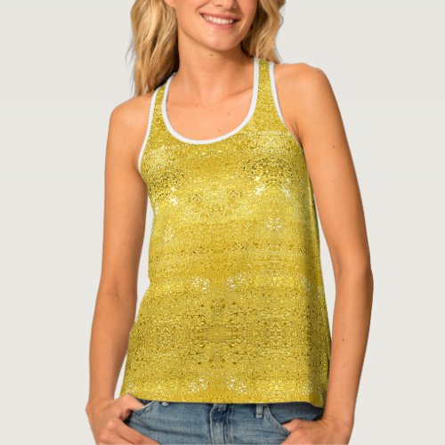 Glam sparkle and shine faux gold pattern tank top