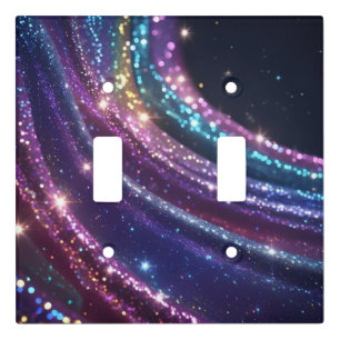 Glam Sparkle Blue Gold Purple Glitter Pattern Light Switch Cover