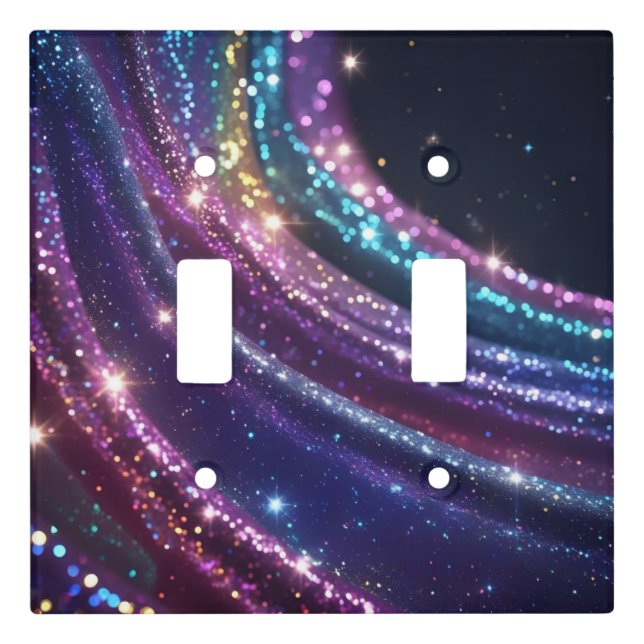 Glam Sparkle Blue Gold Purple Glitter Pattern Light Switch Cover (Front)