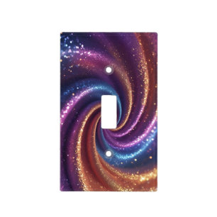 Glam Sparkle Blue Gold Purple Glitter Pattern Light Switch Cover