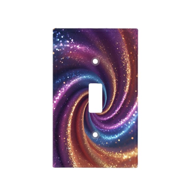 Glam Sparkle Blue Gold Purple Glitter Pattern Light Switch Cover (Front)