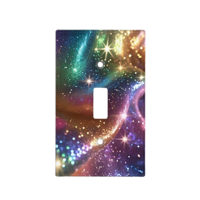 Glam Sparkle Blue Gold Purple Glitter Pattern Light Switch Cover (Front)