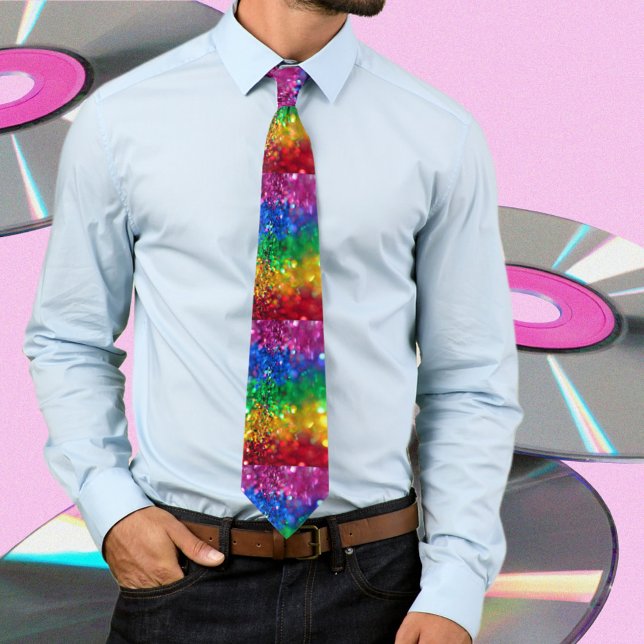 Glam Sparkle Colorful Rainbow Sequins Neck Tie (Creator Uploaded)