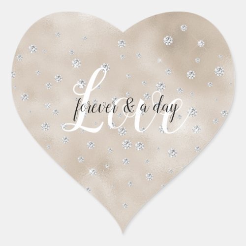 Glam sparkle diamonds champagne blush glitz heart sticker