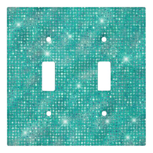 Glam Sparkle Dots Sea Glass Green Light Switch Cover