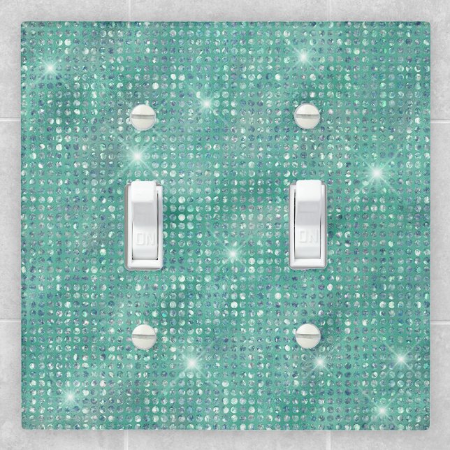 Glam Sparkle Dots Sea Glass Green Light Switch Cover (Creator Uploaded)