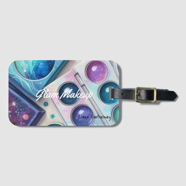 Glam Sparkle Makeup Palette Luggage Tag (Front Horizontal)