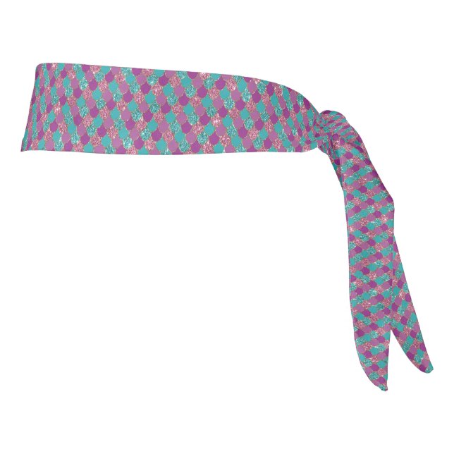 Glam Sparkle Mermaid Scale Pastel Glitter Shiny Tie Headband (Rotate 90)