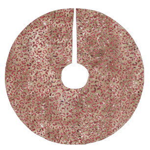 Glam Sparkle Red Glitter Gold Leopard Print Brushed Polyester Tree Skirt