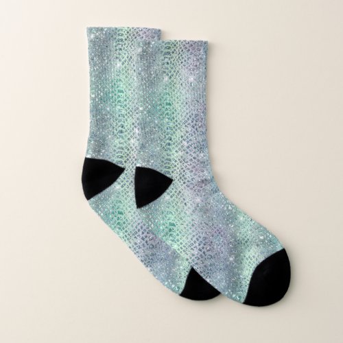 Glam Sparkly Diamond Snakeskin Pattern Socks