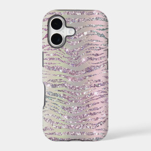 Glam Sparkly Pink Diamond Tiger Stripes iPhone 17 Case
