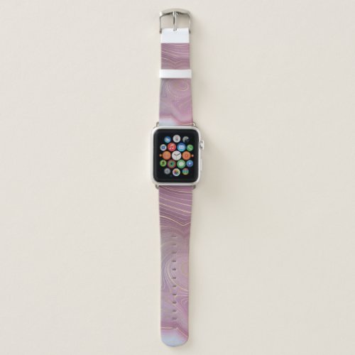 Glam Strata  Gorgeous Rose Pink Gray Gold Agate Apple Watch Band