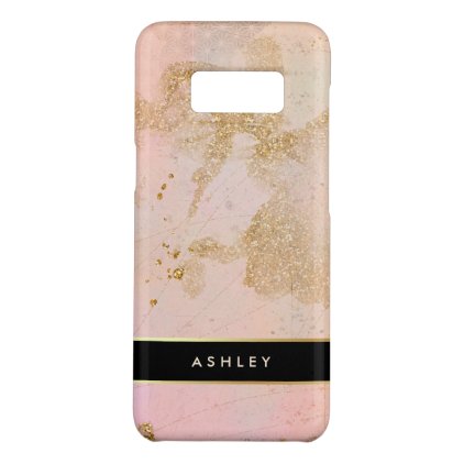 Glam Stylish Blush Pink, Black, and Faux Gold Case-Mate Samsung Galaxy S8 Case