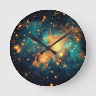 Glam Stylish Cosmic Galaxy  Round Clock