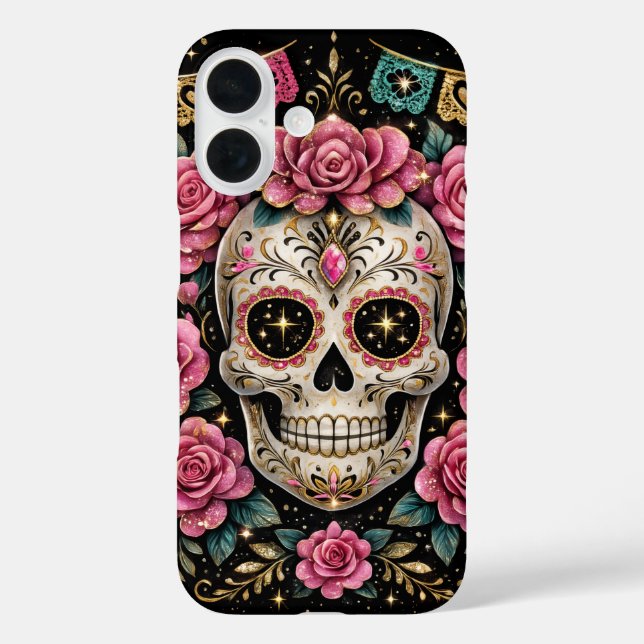 Glam Sugar Skull Phone Case – Dia de los Muertos (Back)