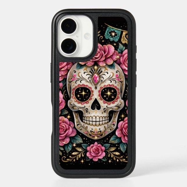 Glam Sugar Skull Phone Case – Dia de los Muertos (Back)