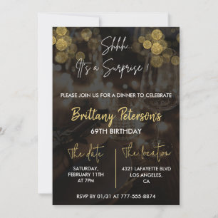 Glam Surprise 69th birthday invitations Glitter