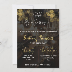 Glam Surprise 71st birthday invitations Glitter
