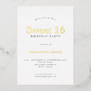 Glam Sweet 16 Birthday Party Real Foil Invitation