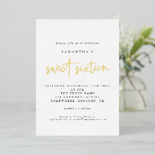Glam Sweet Sixteen Birthday Party Script Real  Foil Invitation