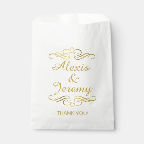 Glam Swirly Flourish Gold Foil Thank You Favor Bag