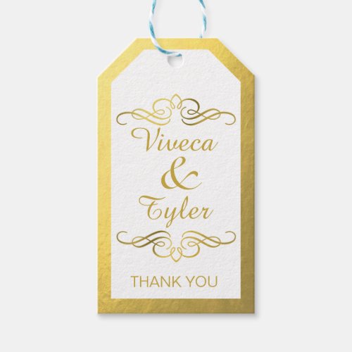 Glam Swirly Flourish Gold Foil Thank You Gift Tags