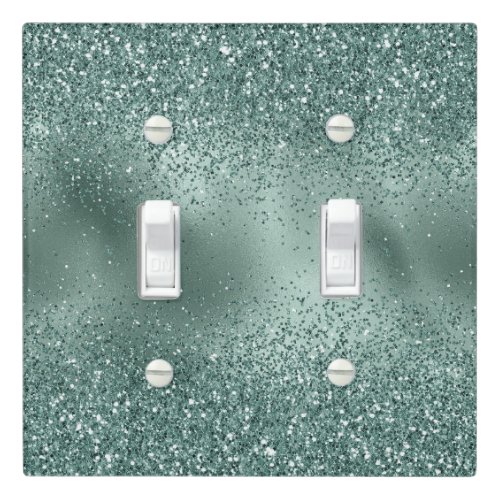 Glam Teal  Aqua Pine Green Glitzy Glitter Light Switch Cover
