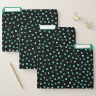 Glam Teal Diamond Gems Sparkle Chic Decorative File Folder