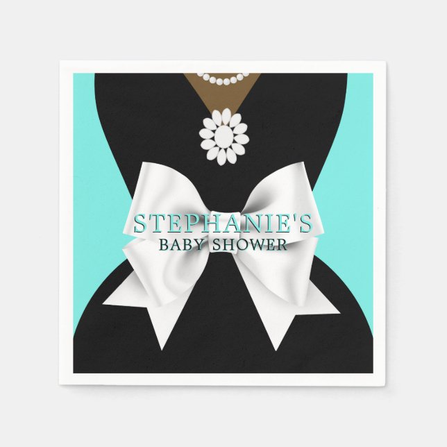 Glam Teal Ethnic Fancy Tiffany Theme Baby Shower Napkins (Front)