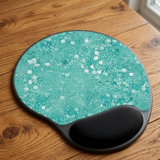 Glam Teal Mint Faux Glitter Sparkle Gel Mouse Pad