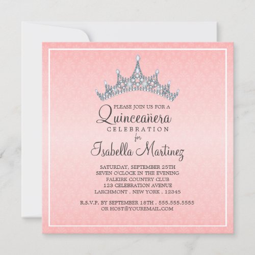 Glam Tiara Quinceanera Celebration Invitation