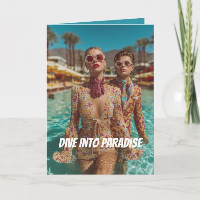 Glam Tropical Pool Party Vibes Invitation (Front)