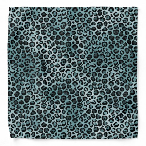 Glam Turquoise Teal Blue Leopard Print Bandana