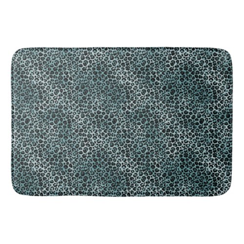 Glam Turquoise Teal Blue Leopard Print Ombre Bath Mat