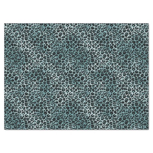 Glam Turquoise Teal Blue Leopard Print Tissue Paper