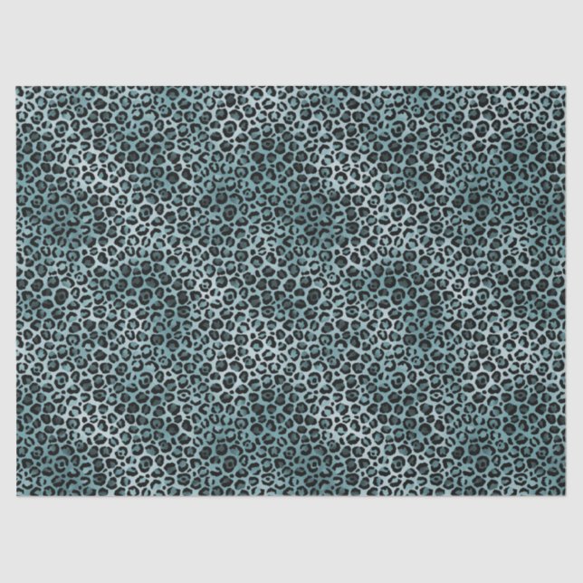 Glam Turquoise Teal Blue Leopard Print Tissue Paper (Front)